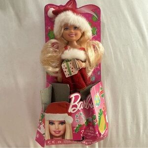 Mattel Barbie Doll in Festive Red Santa Hat Chelsea Doll see photos for box wear
